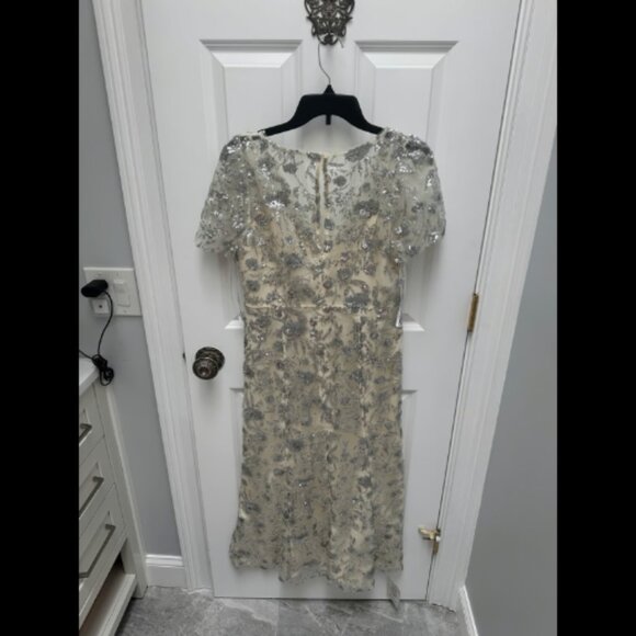 Self Portrait Dress Champagne Sequinned Midi Dress Size 8 - Picture 4 of 11